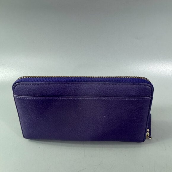Kate Spade Lacey Cobble Hill Dark Violet Leather Zip Clutch Wallet (Ret$198) - Picture 5 of 15